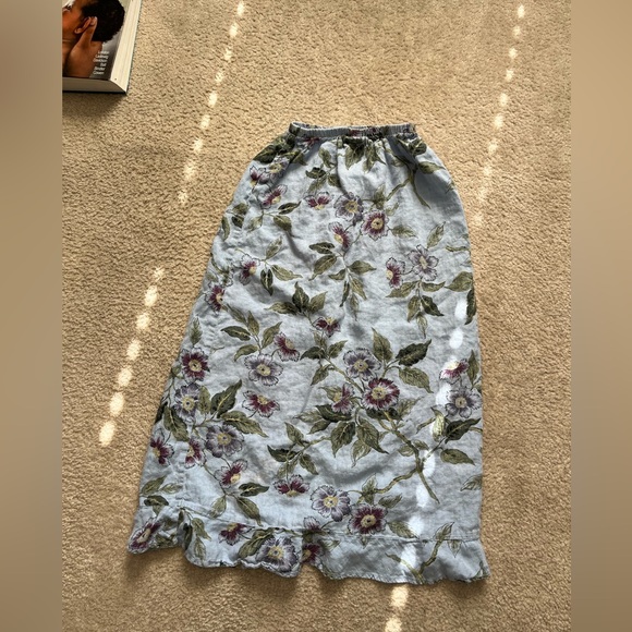 Habitat clothes to live in blue floral 100% linen midi skirt - Picture 2 of 9